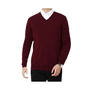 Bachrach Silk & Tencel Burgundy V Neck Sweater XL